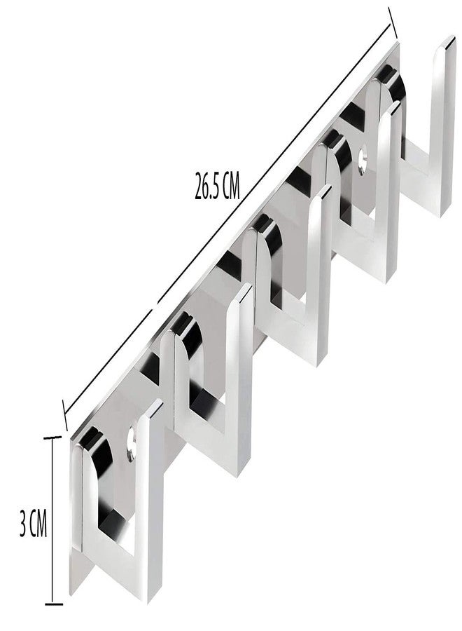 QUISTAL 5 Pin L Hook - Premium Glossy Clothes, Towel, Keys and Robe Hook Rail Wall, Door, Bedroom, Bathroom Steel Hook (Silver) (Pack of 5) - Image 3